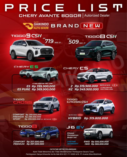 Pricelist Harga Chery harapanindah 2025